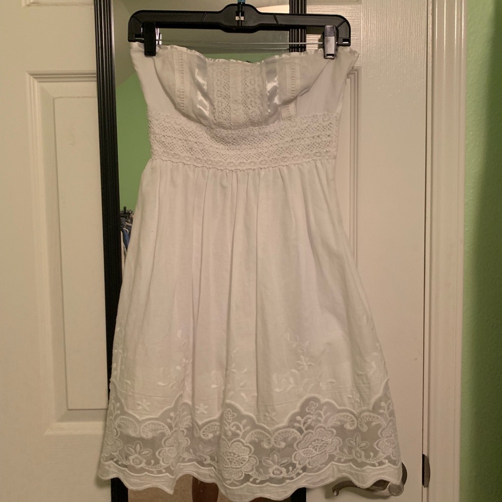 Strapless white dress